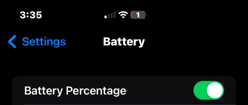 iPhone постоянно показывает 1 процент